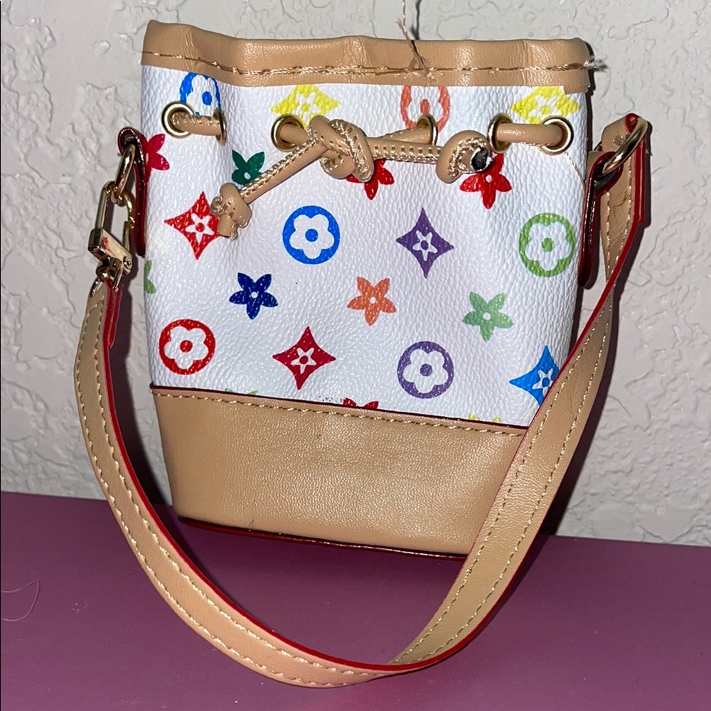 Multicolor Designer inspired Bucket Micro mini tote keychain Bag wristlet